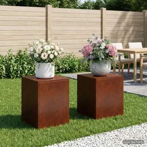 Stojak na rośliny 2 pcs Rdzawy 40 x 40 x 40 cm Stal kortenowska
