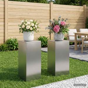 Stojak na rośliny 2 pcs srebrny 30 x 30 x 60 cm Stal nierdzewna