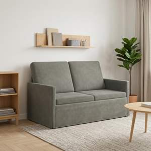 Sofa dwuosobowa jasnoszary 130 x 81 x 82 cm Tkanina sztruksowa