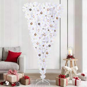 Sztuczna choinka z 300 diodami LED Biały 210 cm PVC i Stal
