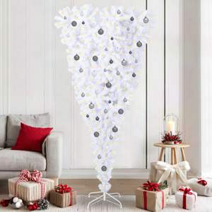 Sztuczna choinka z 300 diodami LED Biały 210 cm PVC i Stal