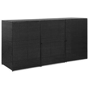 Osłona na 3 kosze na śmieci, czarna, 229x78x120 cm, rattan PE