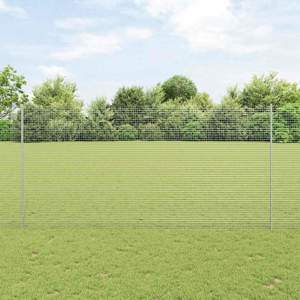 Ogrodzenie z drutu spawanego z słupkami 10 x 1,6 m srebrny