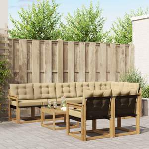 Zestaw sof na zewnątrz 9 szt. Biały i Beżowy