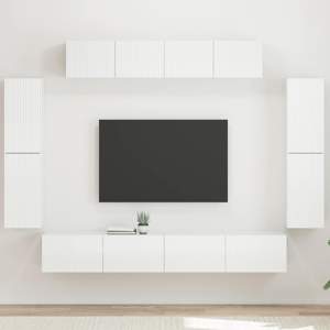 Szafka pod telewizor 8 szt. Wysoki połysk biały
