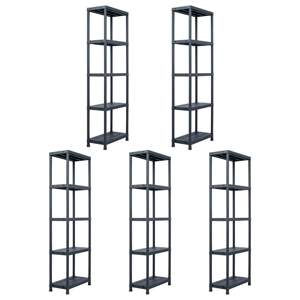 [276258] Regały magazynowe, 5 szt., czarne, 125 kg, 60x30x180 cm