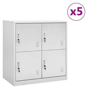 [3095227] Szafki zamykane, 5 szt., jasnoszare, 90x45x92,5 cm, stalowe