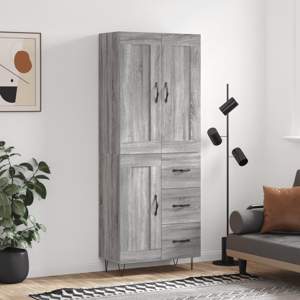 [3200039] Witrynka szary dąb sonoma 69,5x34x180cm materiał drewnopochodny