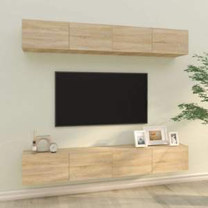 [3114192] Szafki ścienne TV, 4 szt., dąb sonoma, 100x30x30 cm