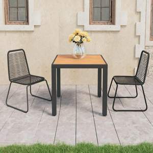 [3060124] 3-częściowy zestaw mebli ogrodowych, rattan PVC, czarno-brązowy
