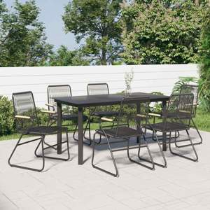[3060276] 7-częściowy zestaw mebli ogrodowych, czarny, rattan PVC