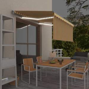 [3069403] Ręcznie zwijana markiza z zasłoną i LED, 3,5x2,5 m, żółto-biała
