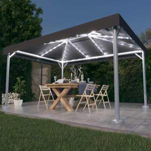[3070352] Altana ze sznurem lampek LED, 400x300 cm, antracyt, aluminium