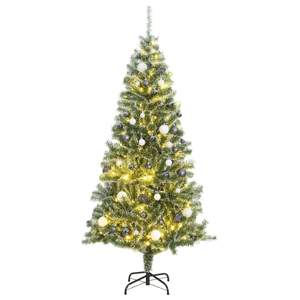 [3210163] Sztuczna choinka z 300 LED, bombkami i śniegiem, 240 cm