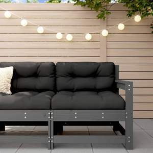 [825501] Ogrodowa sofa narożna, szara, lite drewno sosnowe