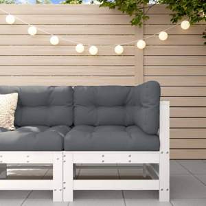 [825605] Ogrodowa sofa narożna, biała, lite drewno sosnowe