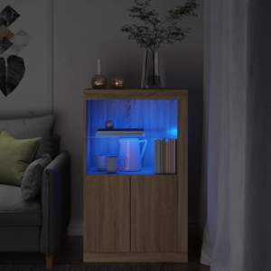 [836625] Szafka boczna z LED, kolor dąb sonoma, materiał drewnopochodny