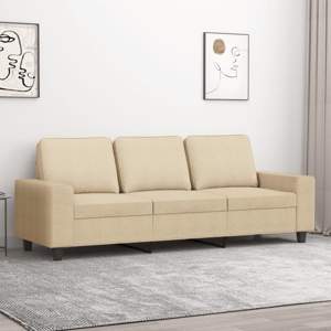 [359401] 3-osobowa sofa, kremowa, 180 cm, tapicerowana tkaniną