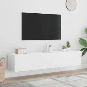 [837282] Ścienne szafki TV z LED, 2 szt., białe, 80x35x31 cm