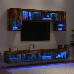 [3216708] 6-częściowy zestaw mebli TV z LED, przydymiony dąb
