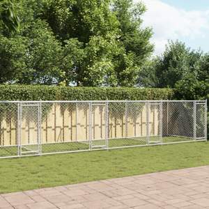 [3209576] Klatka dla psa, z drzwiami, szara, 10x2x1,5 m, stal
