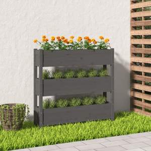 [823922] Donica, szara, 112x25x104,5 cm, lite drewno sosnowe
