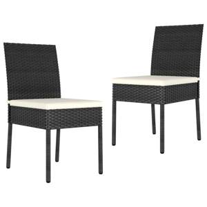[315106] Krzesła ogrodowe, 2 szt., polirattan, czarne