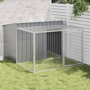 [3214222] Domek dla psa z wybiegiem antracytowy 153x194x110 cm ocynkowana stal