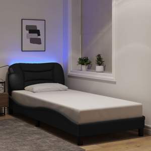 [3213664] Rama łóżka z LED bez materaca Hvar Czarna 80x200 cm