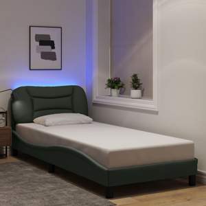 [3213670] Rama łóżka z LED bez materaca Hvar Ciemnoszara 90x190 cm Tkanina