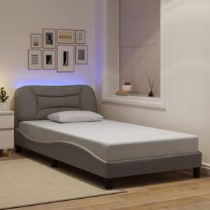 [3213687] Rama łóżka z LED bez materaca Hvar Taupe 100x200 cm Tkanina