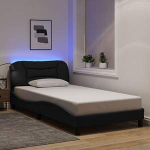 [3213685] Rama łóżka z LED bez materaca Hvar Czarna 100x200 cm Tkanina