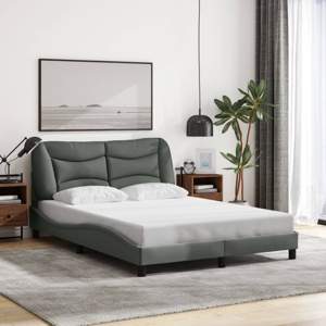 [3213691] Rama łóżka z LED bez materaca Hvar Ciemnoszara 120x200 cm Tkanina