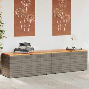 [365959] Skrzynia ogrodowa, szara, 220x50x54 cm, polirattan i akacja