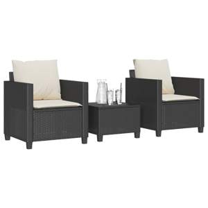 [4003896] 3-cz. zestaw mebli bistro z poduszkami, czarny, polirattan