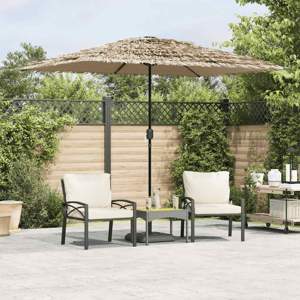 [4005118] Parasol ogrodowy z LED, stalowy słupek, brązowy, 300x200x250 cm