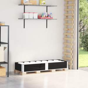 [4010294] Nadstawka paletowa, czarna, 150x50 cm, lite drewno sosnowe