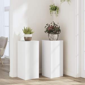 [852924] Podstawki pod doniczki, 2 szt., białe, 30x30x70 cm