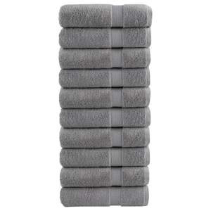 [137313] Ręczniki premium, SOLUND 10 szt., szare, 100x150 cm, 600 g/m²