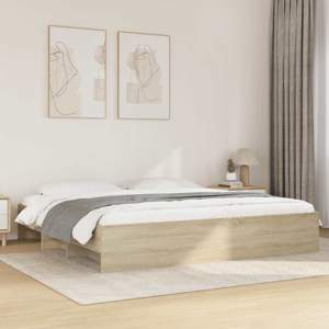 [3295634] Rama łóżka bez materaca Sonoma Oak 180x200cm Drewno klejone