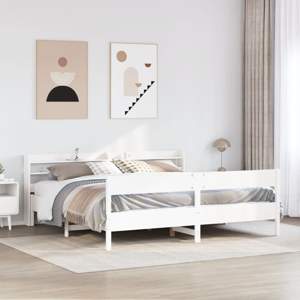 [3306919] Rama łóżka bez materaca, biała, 180x200 cm, lite drewno sosnowe
