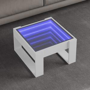 [847623] Stolik kawowy z LED Infinity, biały, 50x53x30 cm
