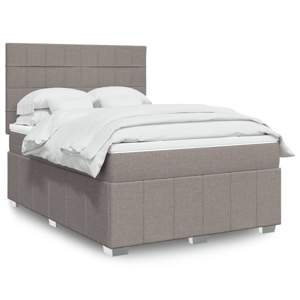[3291667] Łóżko kontynentalne z materacem, taupe, tkanina, 140x190 cm