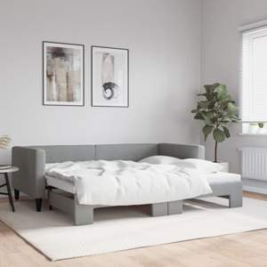[3196655] Sofa rozsuwana, jasnoszara, 100x190 cm, tkanina