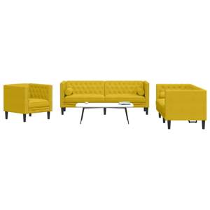 [3209287] 3-cz. wypoczynek Chesterfield z wałkami, żółty, aksamit