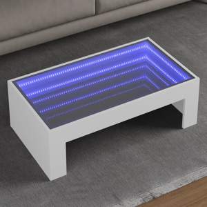 [847616] Stolik kawowy z LED Infinity, biały, 90x50x30 cm