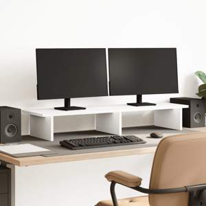 [854706] Podstawka pod monitor, biała, 100x27x15 cm