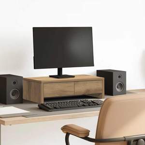 [854669] Podstawka pod monitor, z szufladami, dąb artisian, 50x27x15 cm