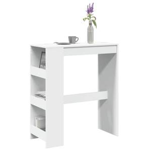[854373] Stolik barowy z półkami, biały, 90x40x103,5 cm