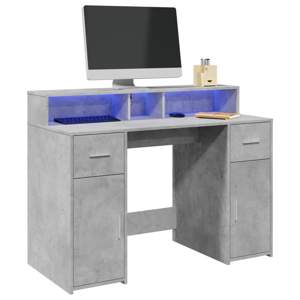 [3309414] Biurko z podświetleniem LED, betonowa szarość, 120x55x91 cm